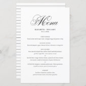 Carte de menu Mariage de script noir élégant (Devant / Derrière)