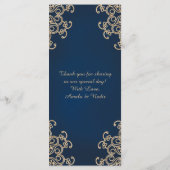 Carte de menu Mariage de style indien Marine et Go (Dos)