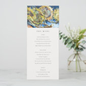 Carte de menu Mariage de tournesol jaune bleu mini (Debout devant)