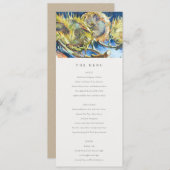 Carte de menu Mariage de tournesol jaune bleu mini (Devant / Derrière)