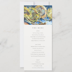Carte de menu Mariage de tournesol jaune bleu mini