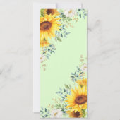 Carte de menu Mariage de tournesol Watercolor mode (Dos)