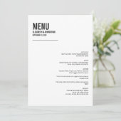 Carte de menu Mariage de typographie simple et min (Debout devant)