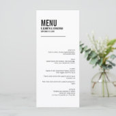 Carte de menu Mariage de typographie simple et min (Debout devant)