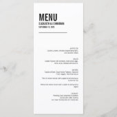 Carte de menu Mariage de typographie simple et min (Devant)