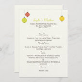 Carte de menu Mariage des lanternes (Devant / Derrière)