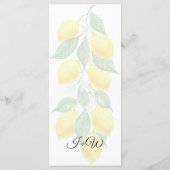 Carte de menu Mariage d'été Boho Lemon moderne (Dos)
