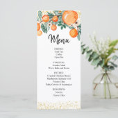 Carte de menu Mariage d'été orange (Debout devant)