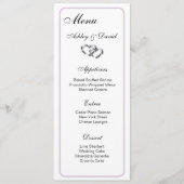 Carte de menu Mariage Deux Coeurs (Devant)