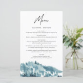 Carte de menu Mariage d'hiver de la forêt bleue Aq (Debout devant)