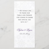 carte de menu mariage d'hiver violet gris (Dos)