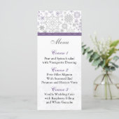 carte de menu mariage d'hiver violet gris (Debout devant)