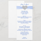 Carte de menu Mariage Diamond Heart Blue (Devant / Derrière)