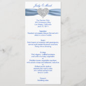 Carte de menu Mariage Diamond Heart Blue (Devant)