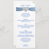 Carte de menu Mariage Diamond Heart Blue (Devant / Derrière)