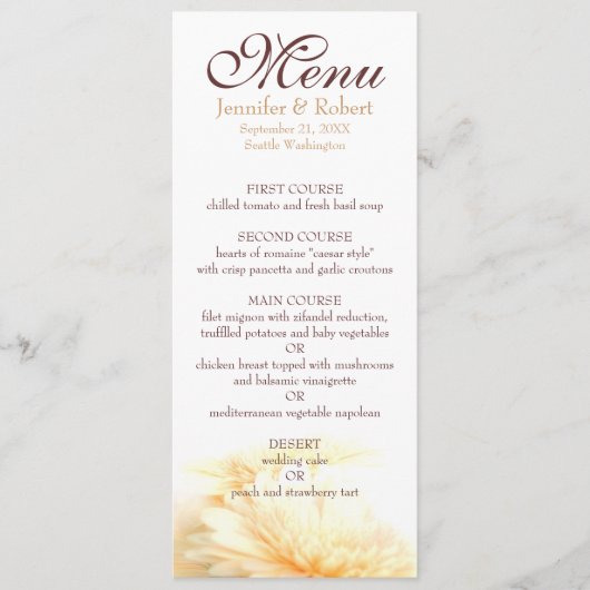 Carte de menu Mariage d'or (Devant)