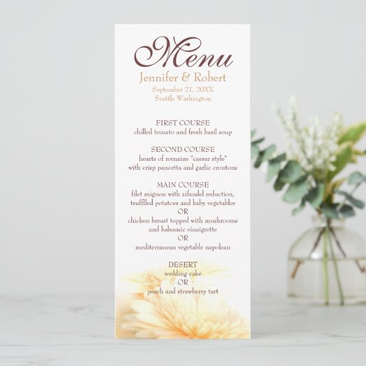 Carte de menu Mariage d'or (Debout devant)