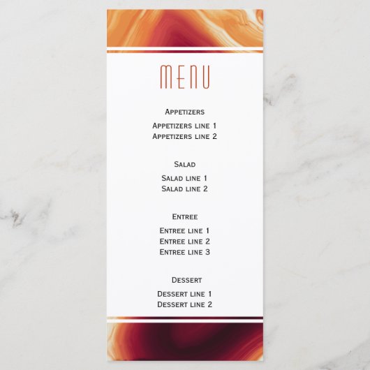 Carte de menu mariage du code de géométrie de tran (Dos)