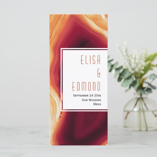 Carte de menu mariage du code de géométrie de tran (Debout devant)