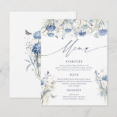 Carte de menu Mariage Dusty Blue Fleur sauvage (Devant / Derrière)