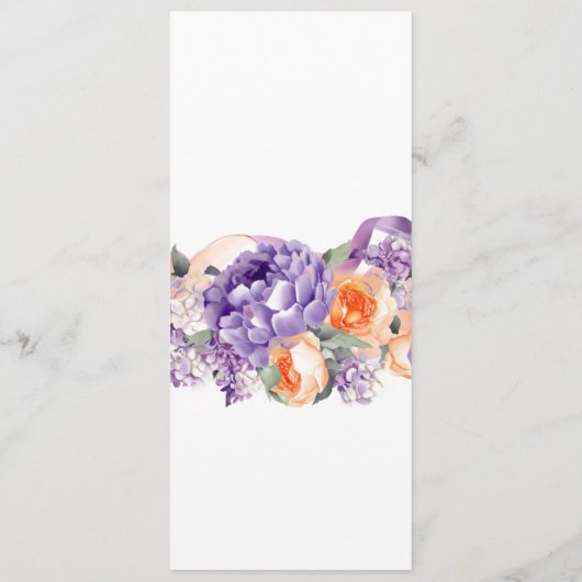 Carte de menu Mariage Dusty Mauve Peach Peonies (Dos)