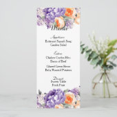 Carte de menu Mariage Dusty Mauve Peach Peonies (Debout devant)
