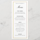 Carte de menu Mariage élégant à bordure or solide (Devant)