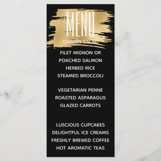 Carte de menu mariage Elegant Gold et Black (Devant)