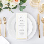 Carte de menu mariage élégante Gold Border<br><div class="desc">Elégant Menu Mariage, carte à plat avec titre et texte modifiables. La bordure en or lui donne une touche de glamour. Customiser à n'importe quel usage comme des programmes ou des listes de vins, etc. (Tapez dans toutes les capitales, et ajoutez un espace entre les lettres, et les mots d'espace...</div>