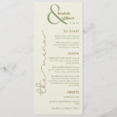 Carte de menu Mariage Élégante pour l'esperluette  (Devant)