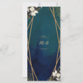 Carte de menu Mariage en or floral romantique (Dos)