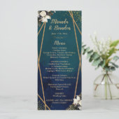 Carte de menu Mariage en or floral romantique (Debout devant)
