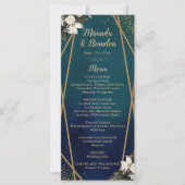 Carte de menu Mariage en or floral romantique (Devant)