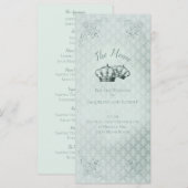 Carte de menu Mariage en Soie Damassé (Devant / Derrière)