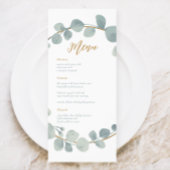 Carte de menu Mariage Eucalyptus à l'aquarelle arg