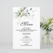Carte de menu mariage Eucalyptus Green (Debout devant)