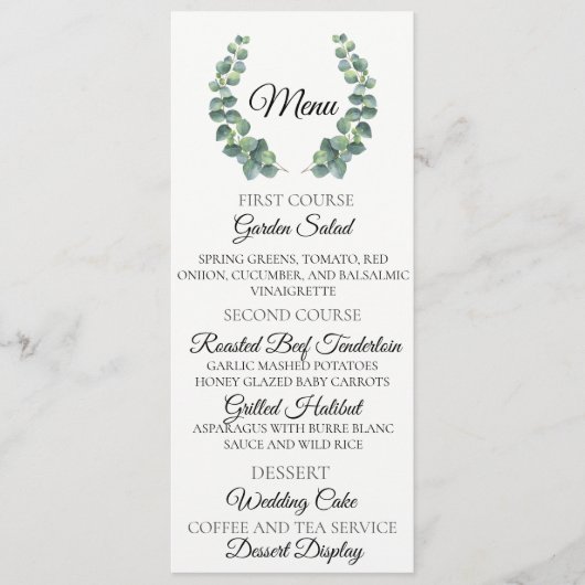 Carte de menu Mariage Eucalyptus Wreath (Devant)