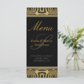 Carte de menu Mariage Exotic Black & Gold Tribal B (Debout devant)