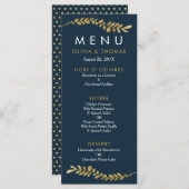 Carte de menu Mariage Faux Gold Leaf modifiable co (Devant / Derrière)
