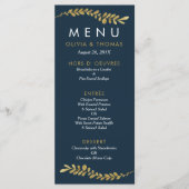 Carte de menu Mariage Faux Gold Leaf modifiable co (Devant)