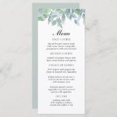 Carte de menu Mariage feuille des branches d'aquar (Devant / Derrière)