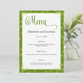 Carte de menu mariage Feuille vert (Debout devant)