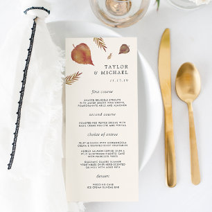Carte de menu Mariage Feuilles d'automne