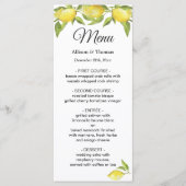 Carte de menu Mariage Fleur de citrons frais (Devant)