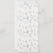 Carte de menu Mariage Fleur sauvage bleu aquarelle (Dos)