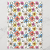 Carte de menu Mariage Fleur sauvage vintage (Dos)