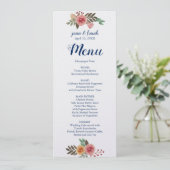 Carte de menu Mariage Fleurs de ressort (Debout devant)