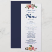 Carte de menu Mariage Fleurs de ressort (Devant / Derrière)
