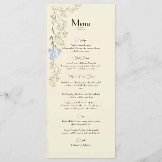 Carte de menu Mariage Floral (Devant)