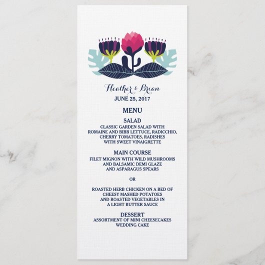 Carte de menu Mariage floral (Devant)
